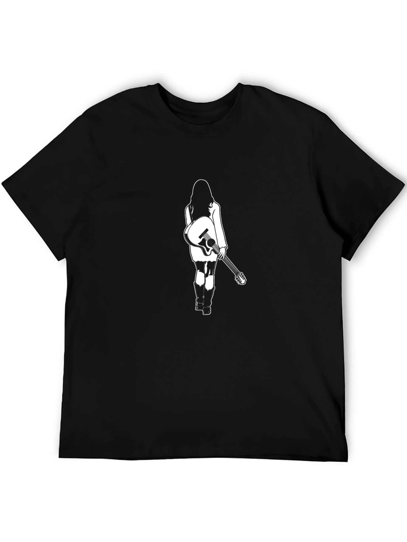 Guitar Girl Graphic Tee - Black Unisex T-Shirt