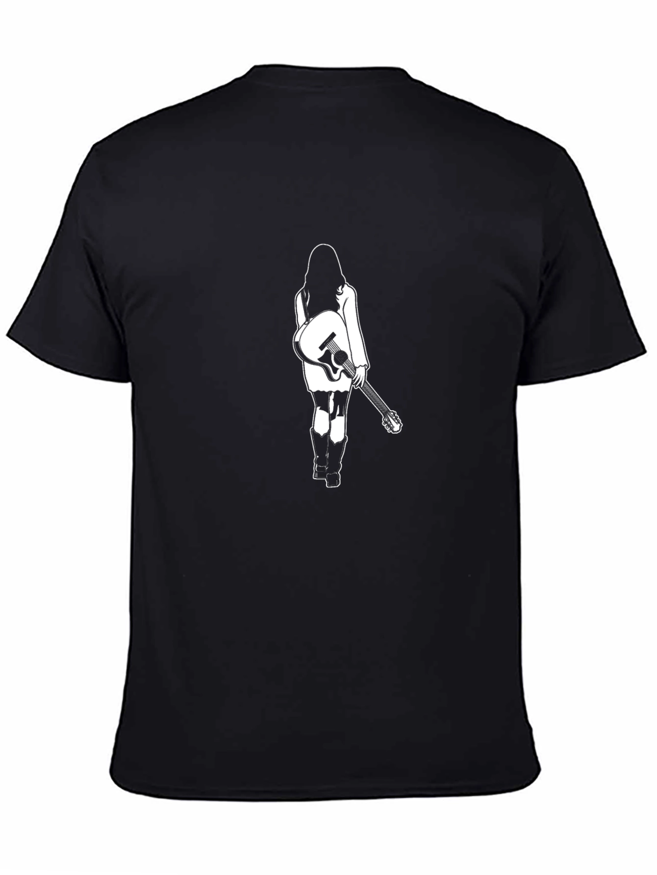 Guitar Girl Graphic Tee - Black Unisex T-Shirt