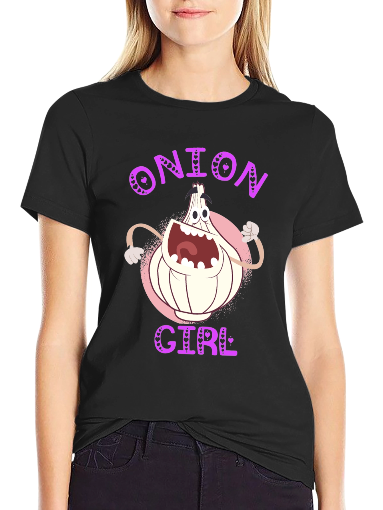 Onion Girl Cartoon Graphic T-Shirt