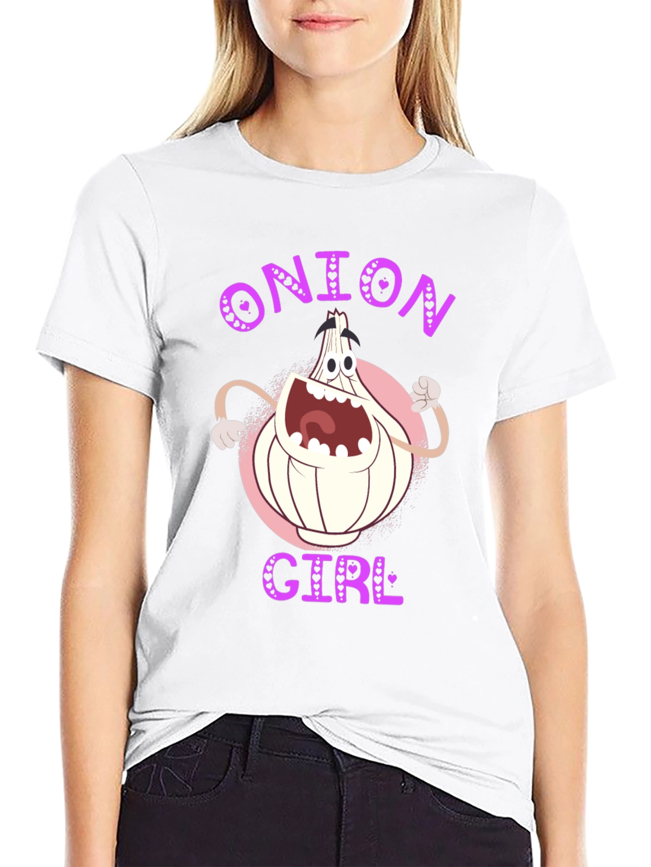 Onion Girl Cartoon Graphic T-Shirt