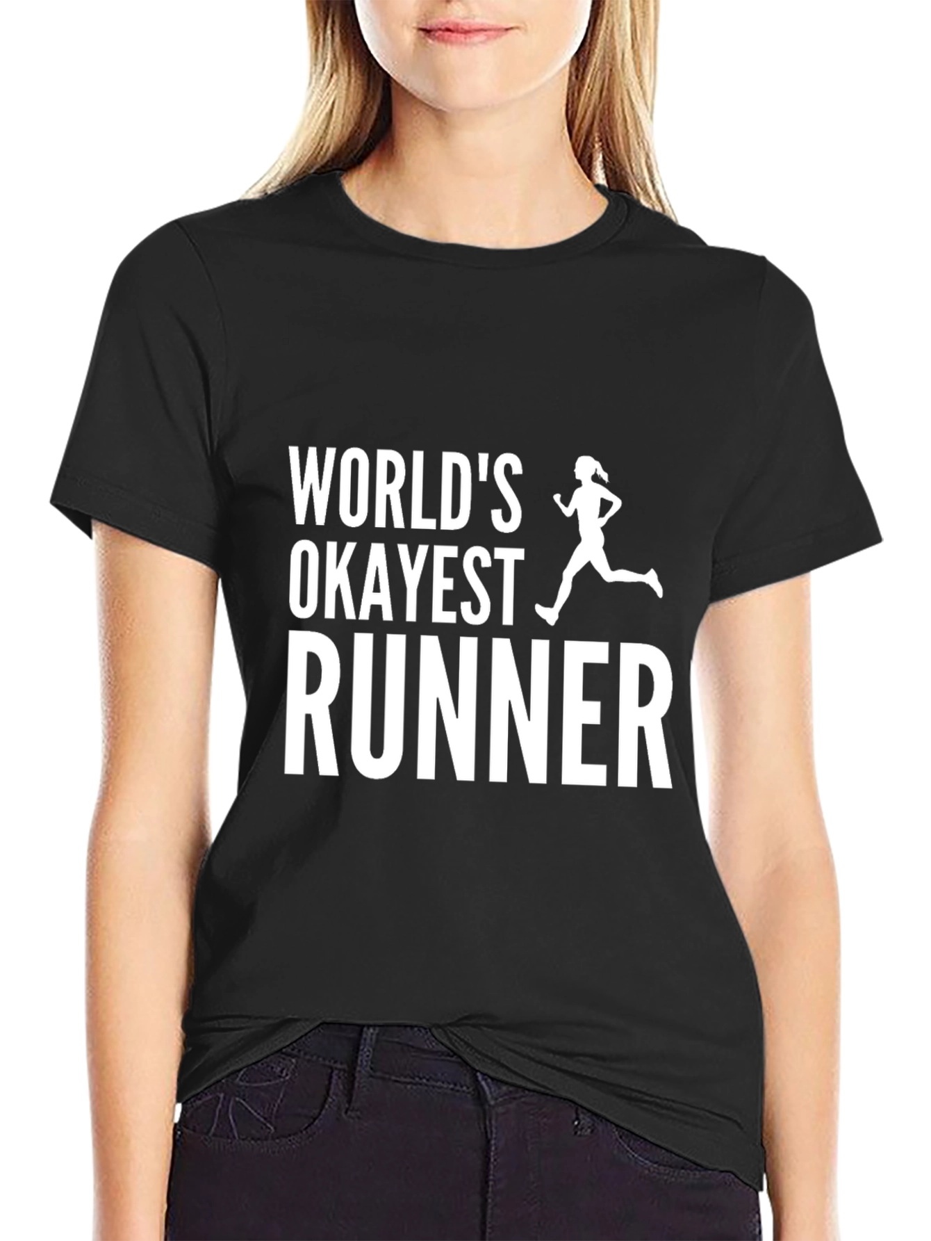 Worlds Okayest Runner Black T-Shirt