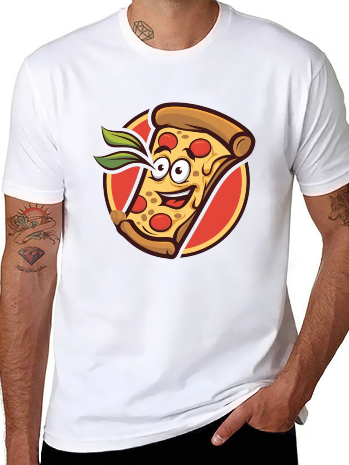 Pizza Slice Graphic Tee - Funny Cartoon Style