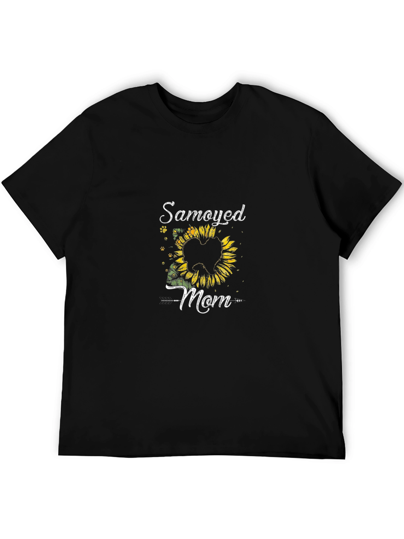 Samoyed Mom Sunflower Black T-Shirt