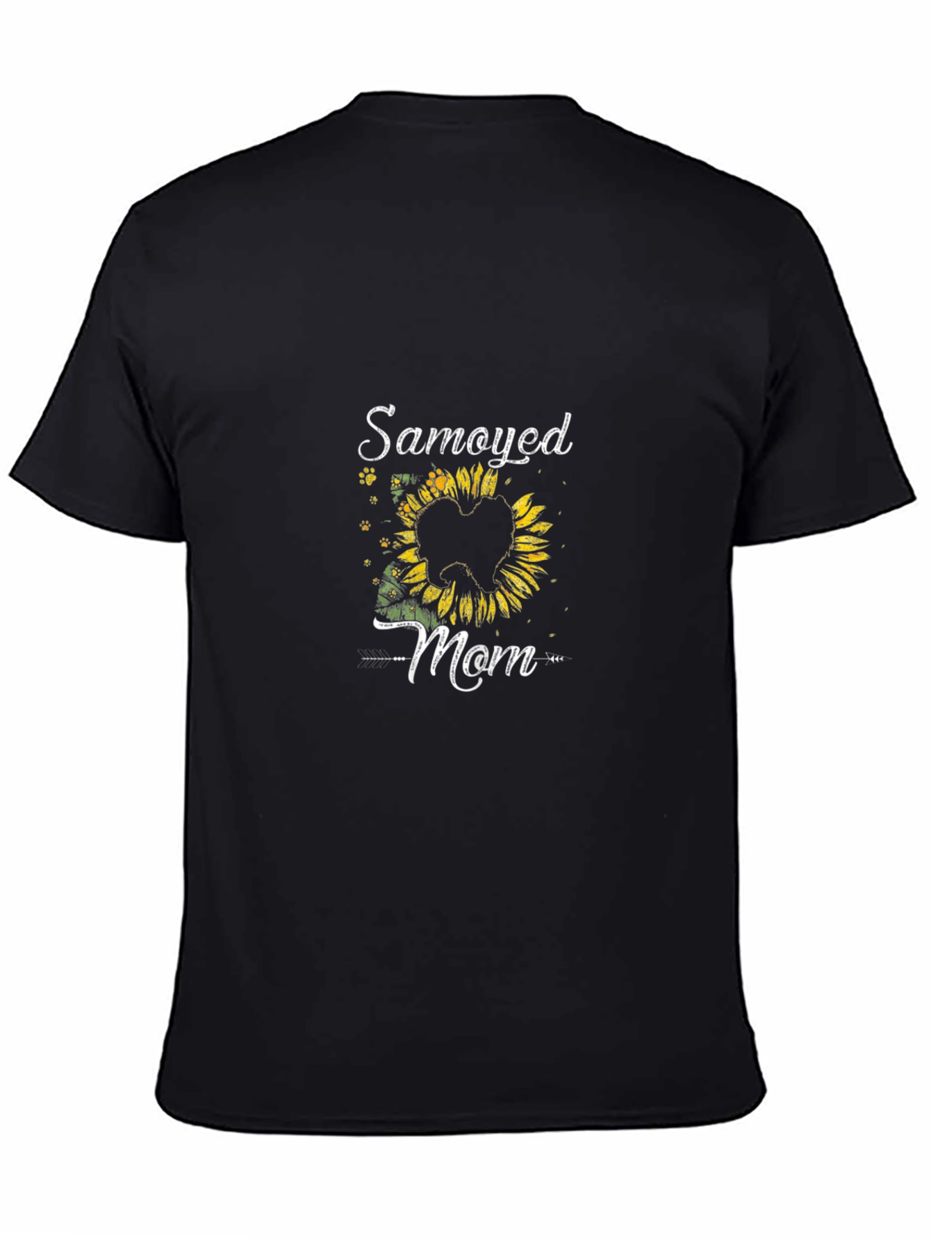 Samoyed Mom Sunflower Black T-Shirt