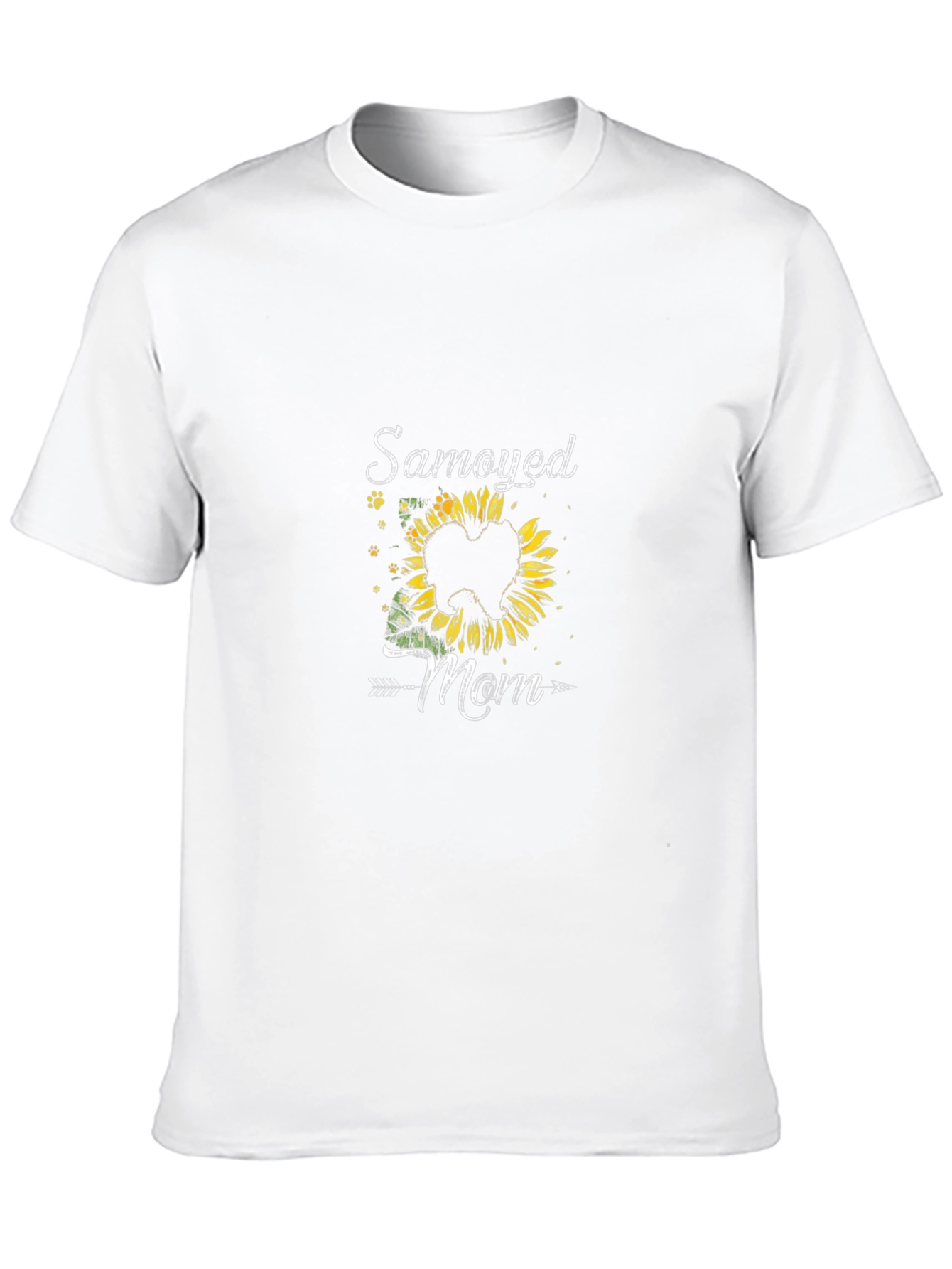 Samoyed Mom Sunflower Black T-Shirt