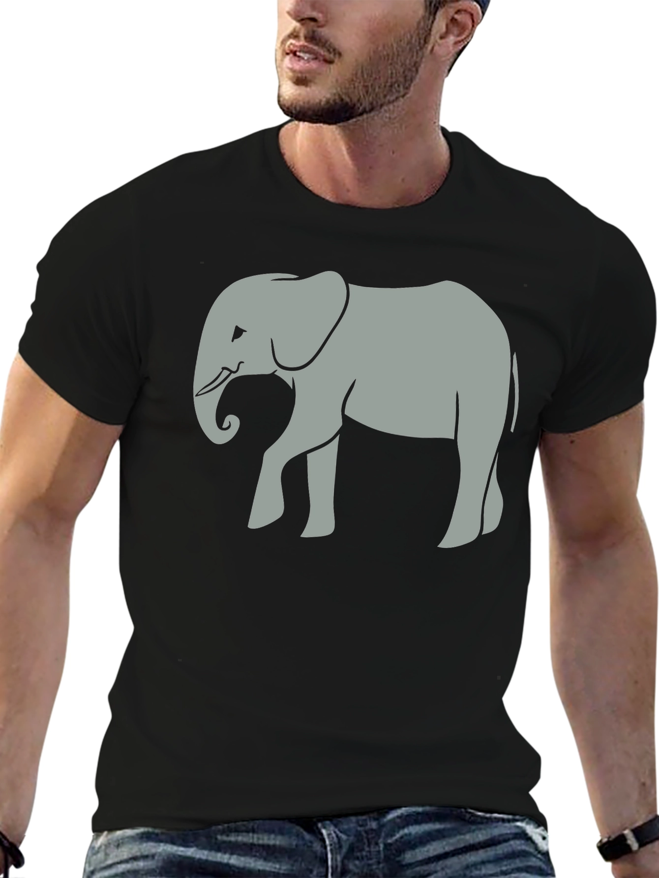 Elephant Graphic Tee - Unisex Black Cotton T-Shirt