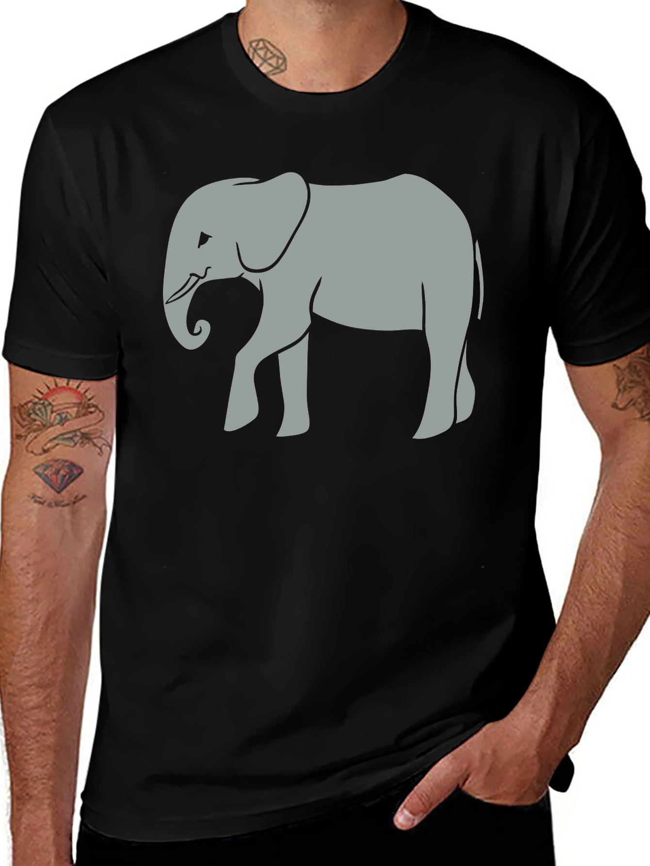 Elephant Graphic Tee - Unisex Black Cotton T-Shirt