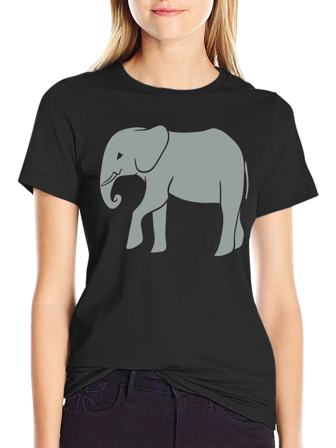 Elephant Graphic Tee - Unisex Black Cotton T-Shirt