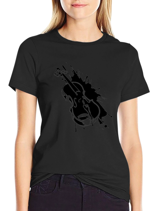 Violin Graphic Tee - Music Lovers Black T-Shirt
