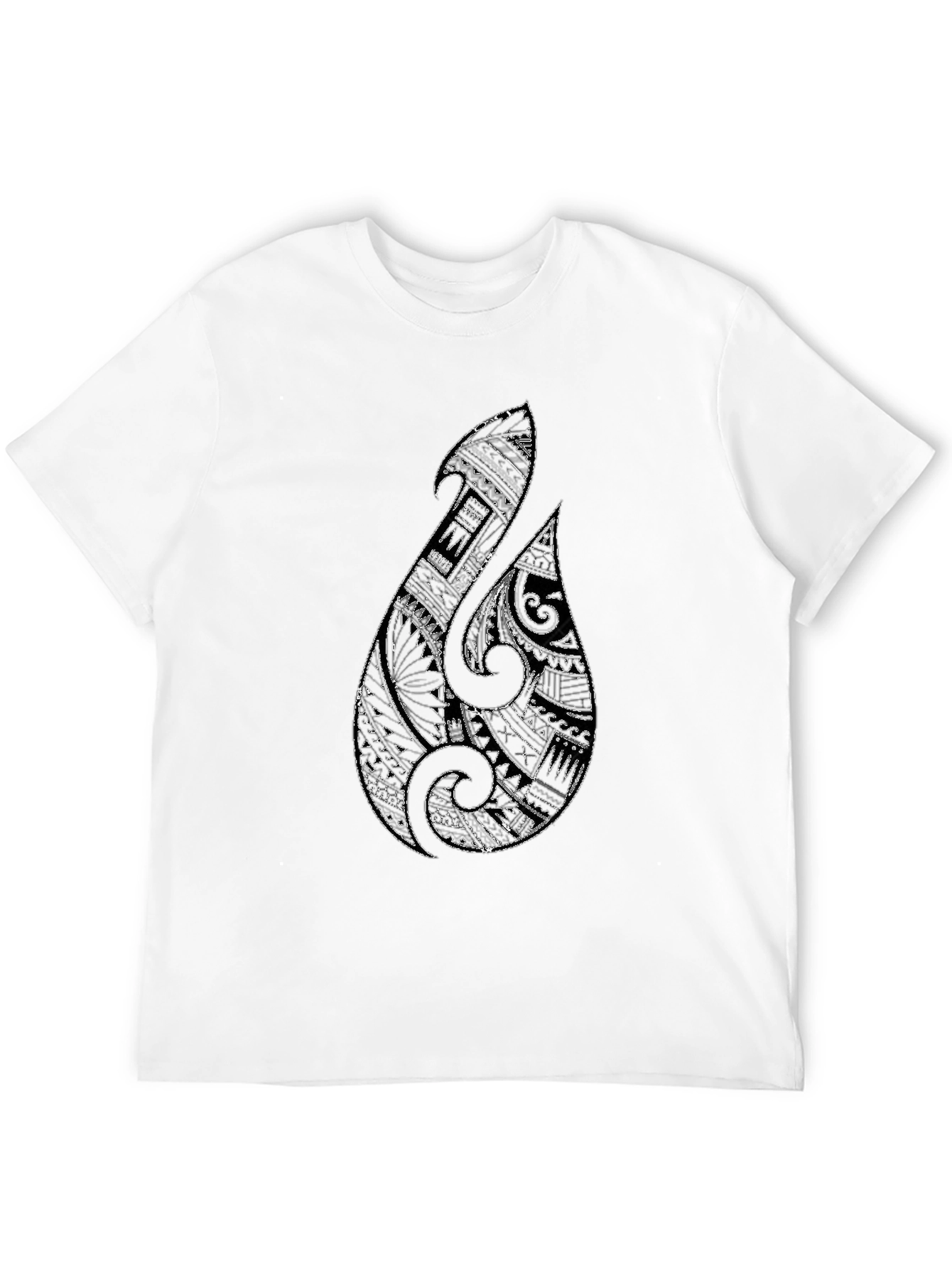 Tribal Hook Graphic Tee - Black Cotton Blend