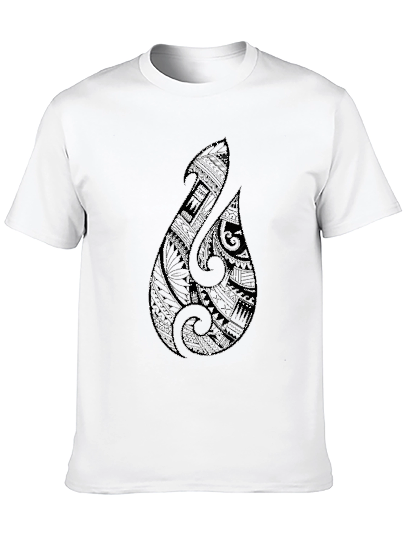 Tribal Hook Graphic Tee - Black Cotton Blend