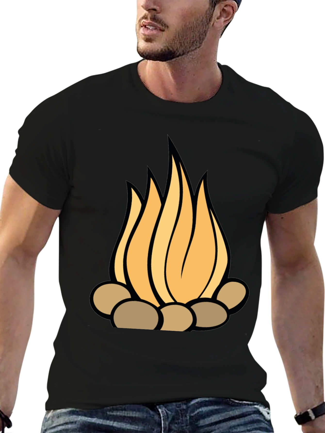 Campfire Graphic Tee - Stylish Black T-Shirt