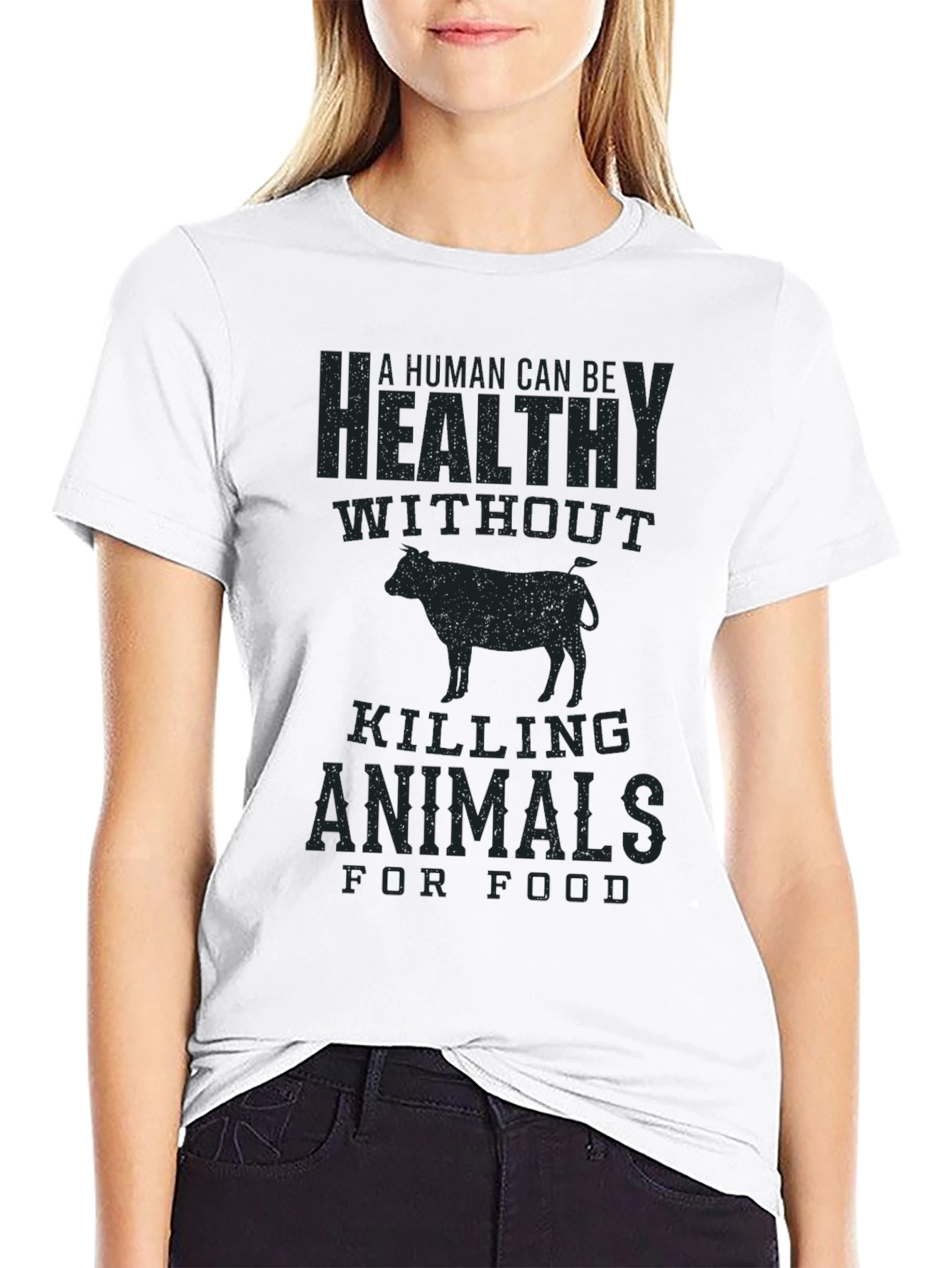 Vegan Graphic Tee - Healthy Without Killing Animals T-Shirt