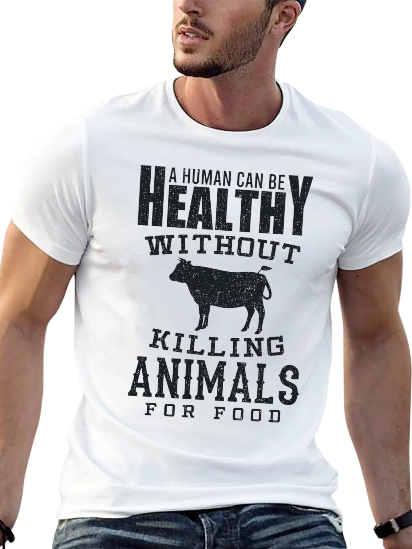 Vegan Graphic Tee - Healthy Without Killing Animals T-Shirt