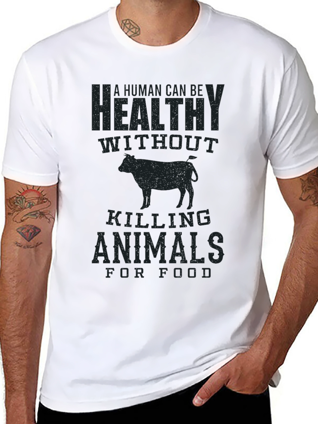 Vegan Graphic Tee - Healthy Without Killing Animals T-Shirt