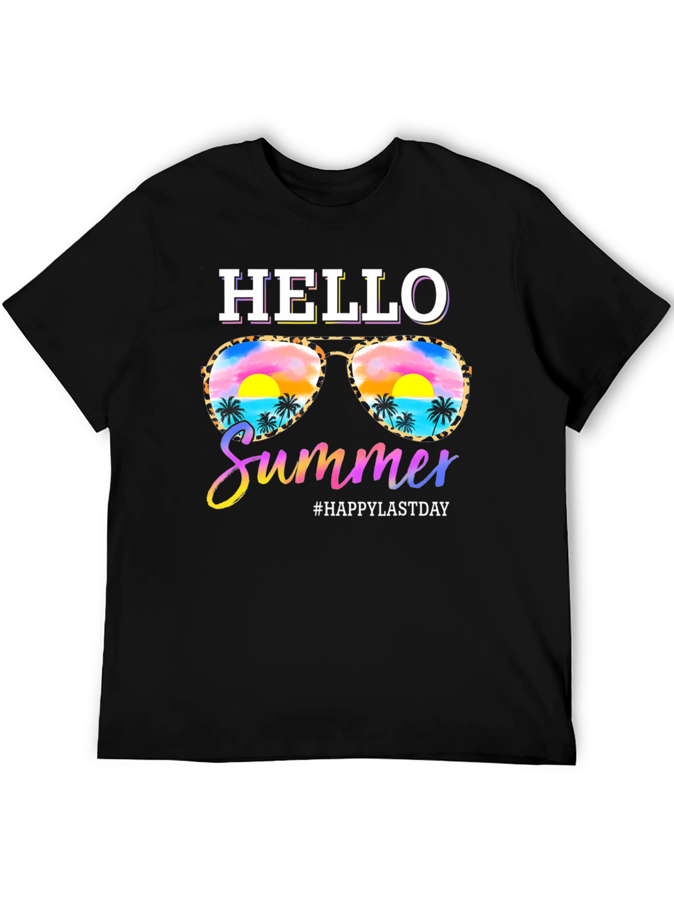 Hello Summer T-Shirt with Sunglasses and Beach Design