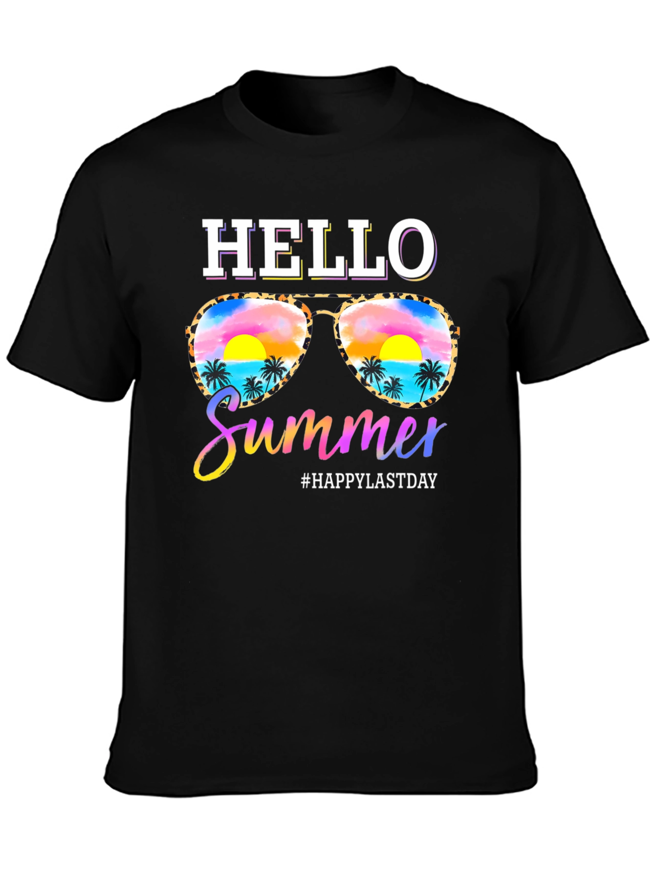 Hello Summer T-Shirt with Sunglasses and Beach Design