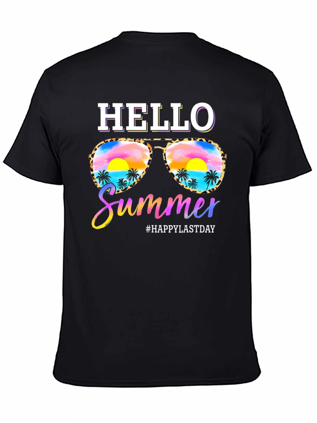 Hello Summer T-Shirt with Sunglasses and Beach Design