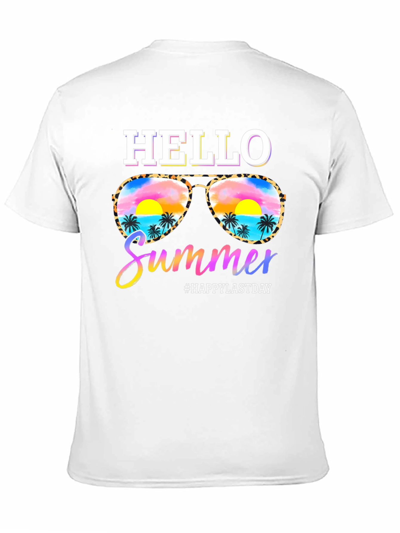 Hello Summer T-Shirt with Sunglasses and Beach Design