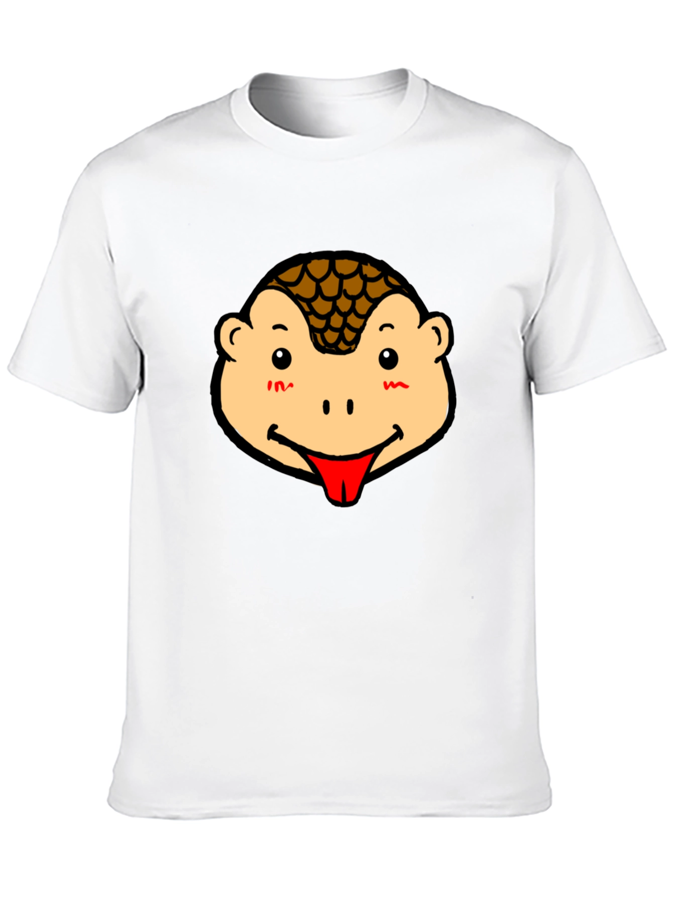 Cute Pangolin Face Graphic Tee - Black
