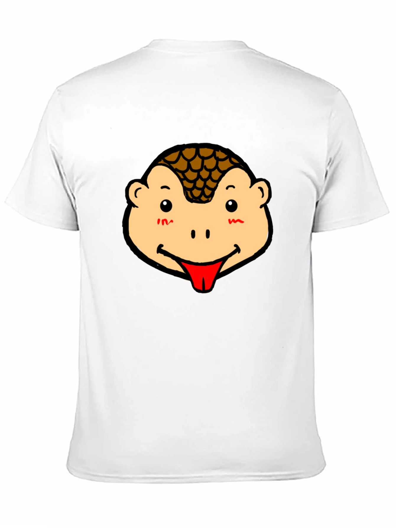 Cute Pangolin Face Graphic Tee - Black