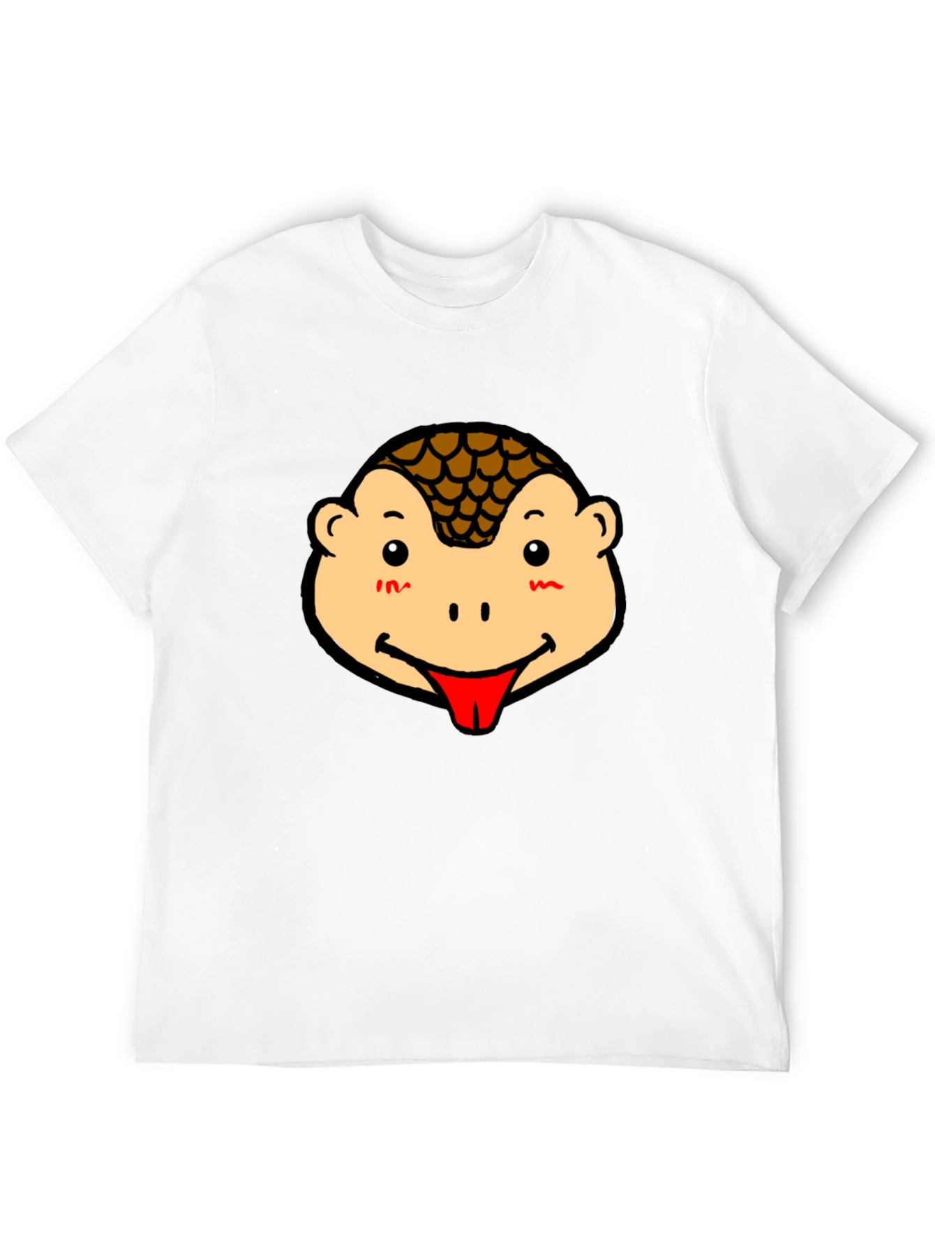Cute Pangolin Face Graphic Tee - Black