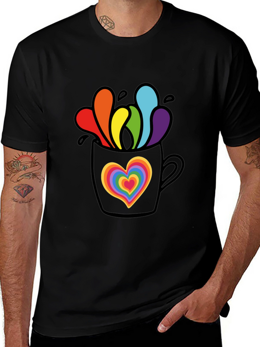 Rainbow Heart Mug Graphic Tee