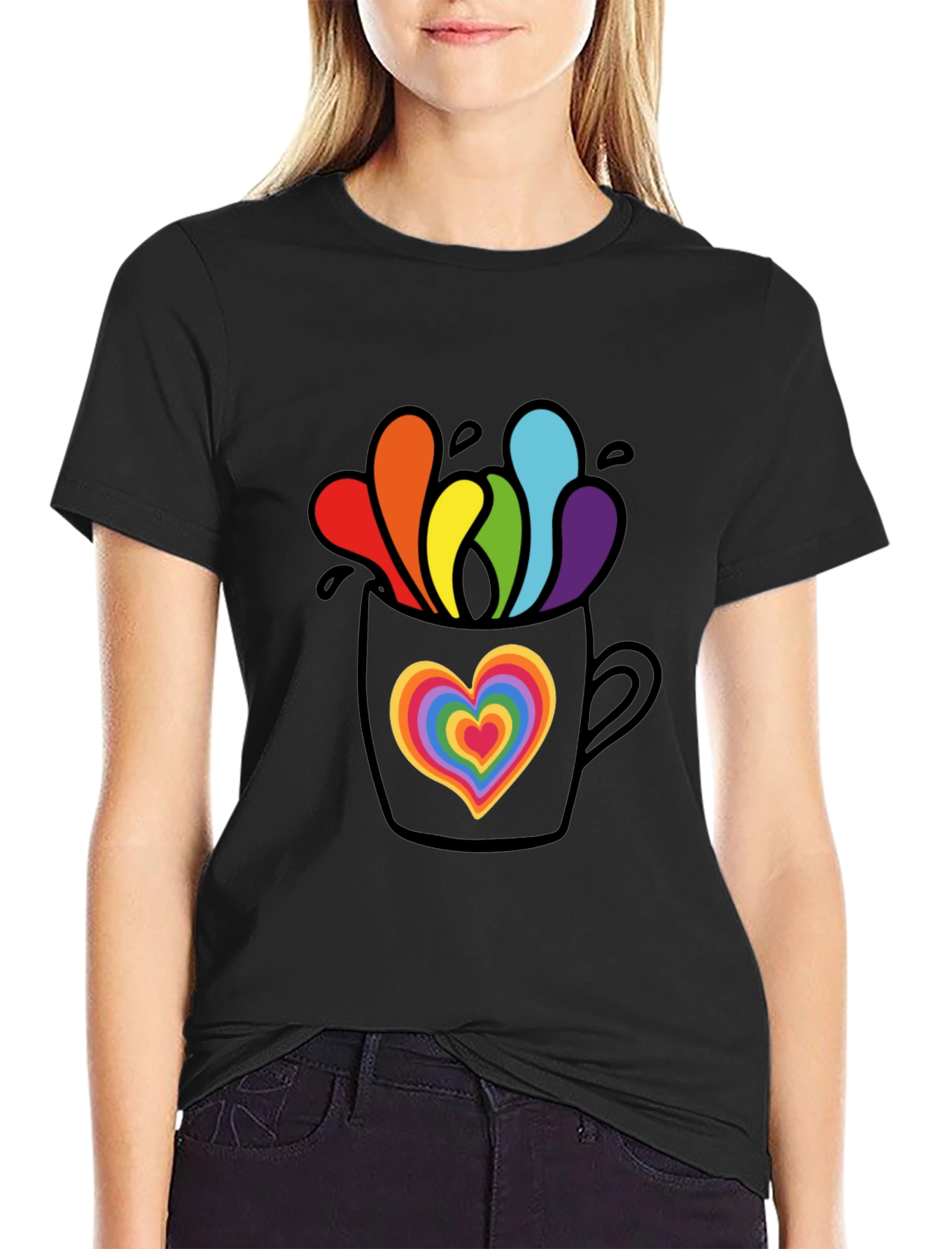 Rainbow Heart Mug Graphic Tee