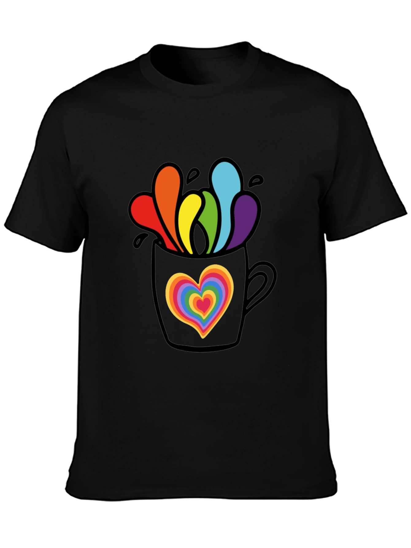 Rainbow Heart Mug Graphic Tee