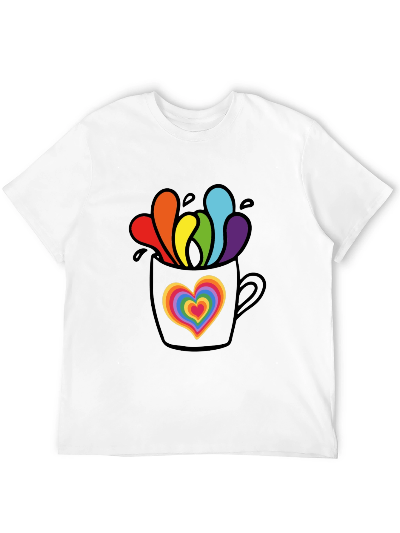 Rainbow Heart Mug Graphic Tee