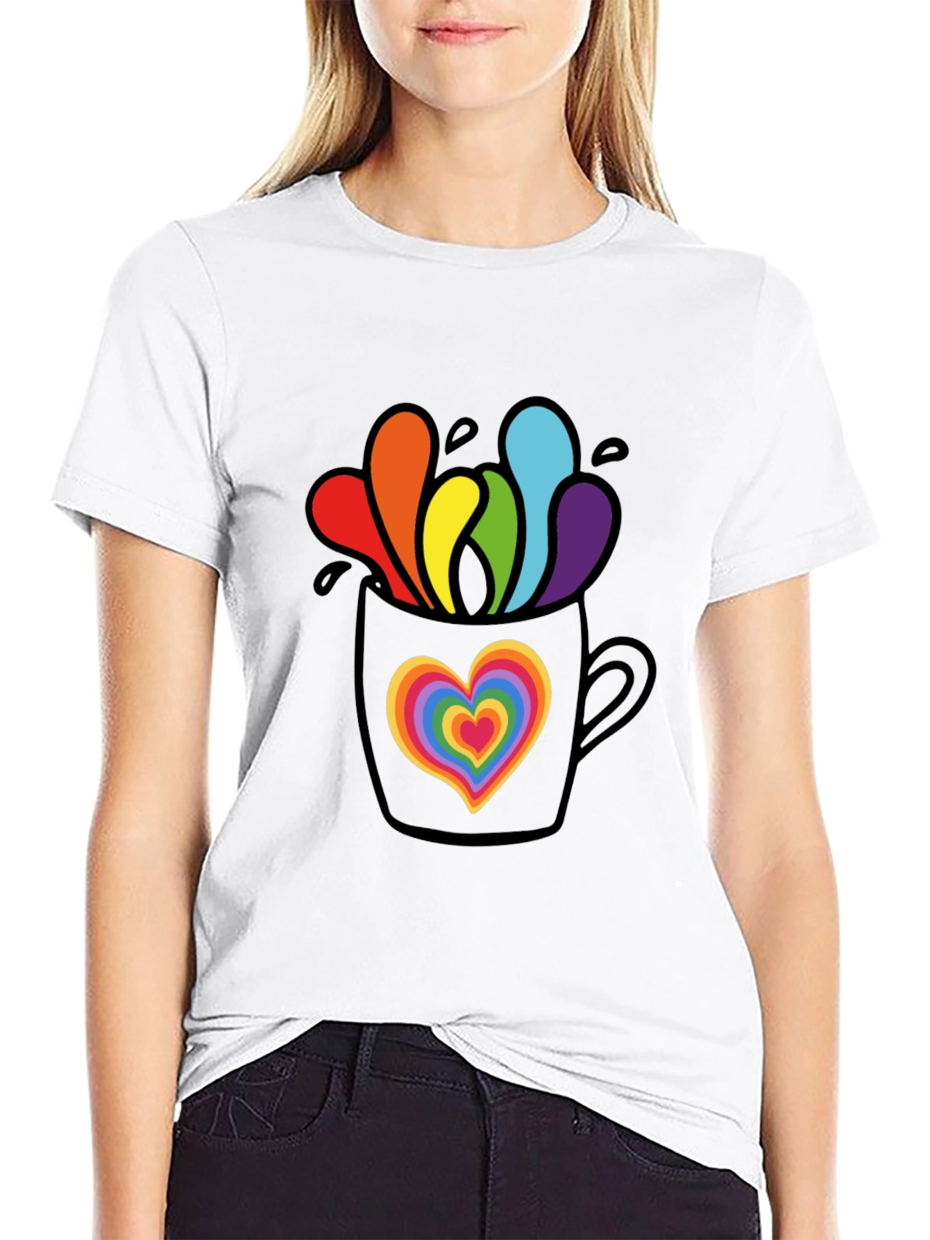 Rainbow Heart Mug Graphic Tee