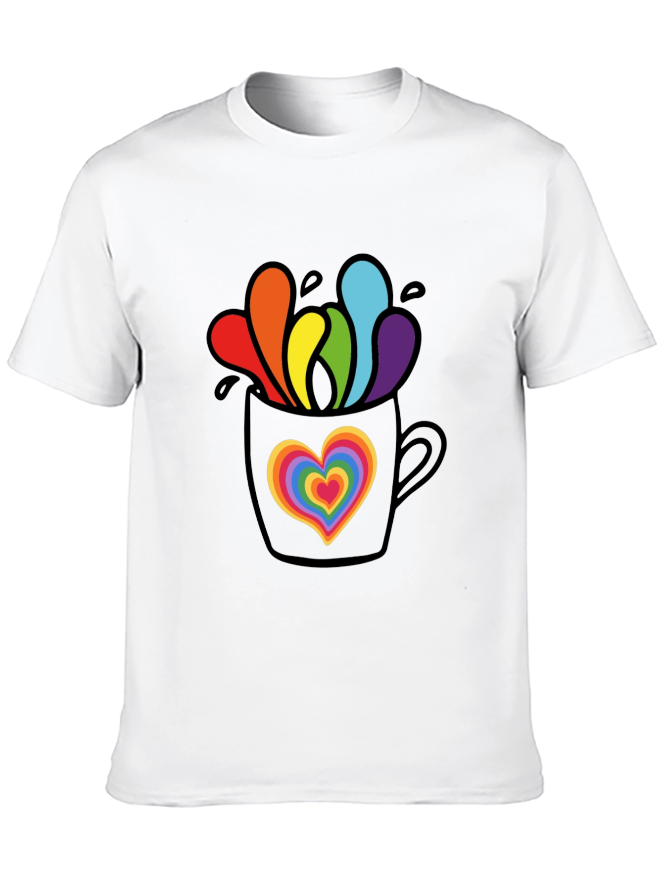 Rainbow Heart Mug Graphic Tee