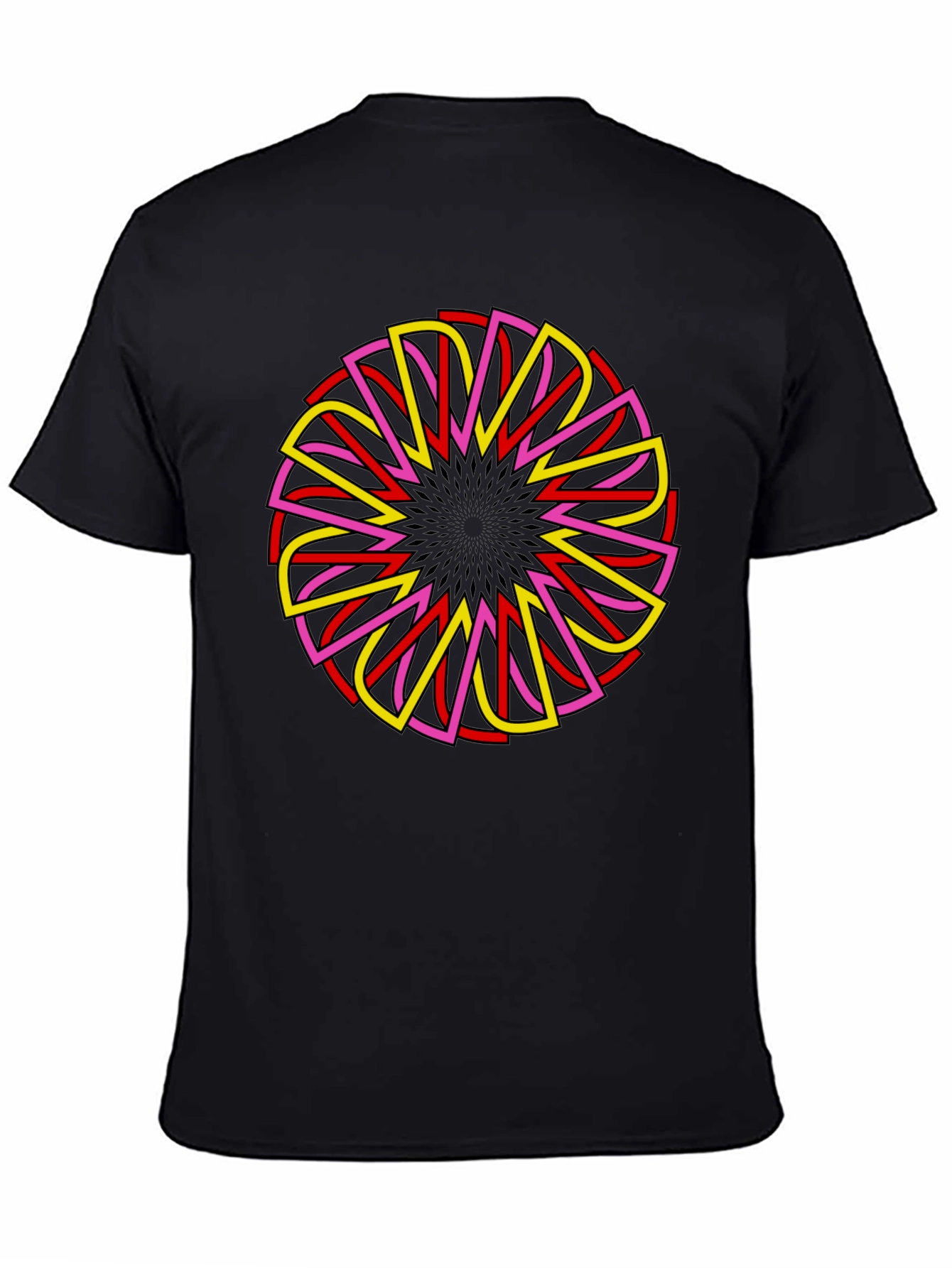 Geometric Mandala Graphic Tee - Black