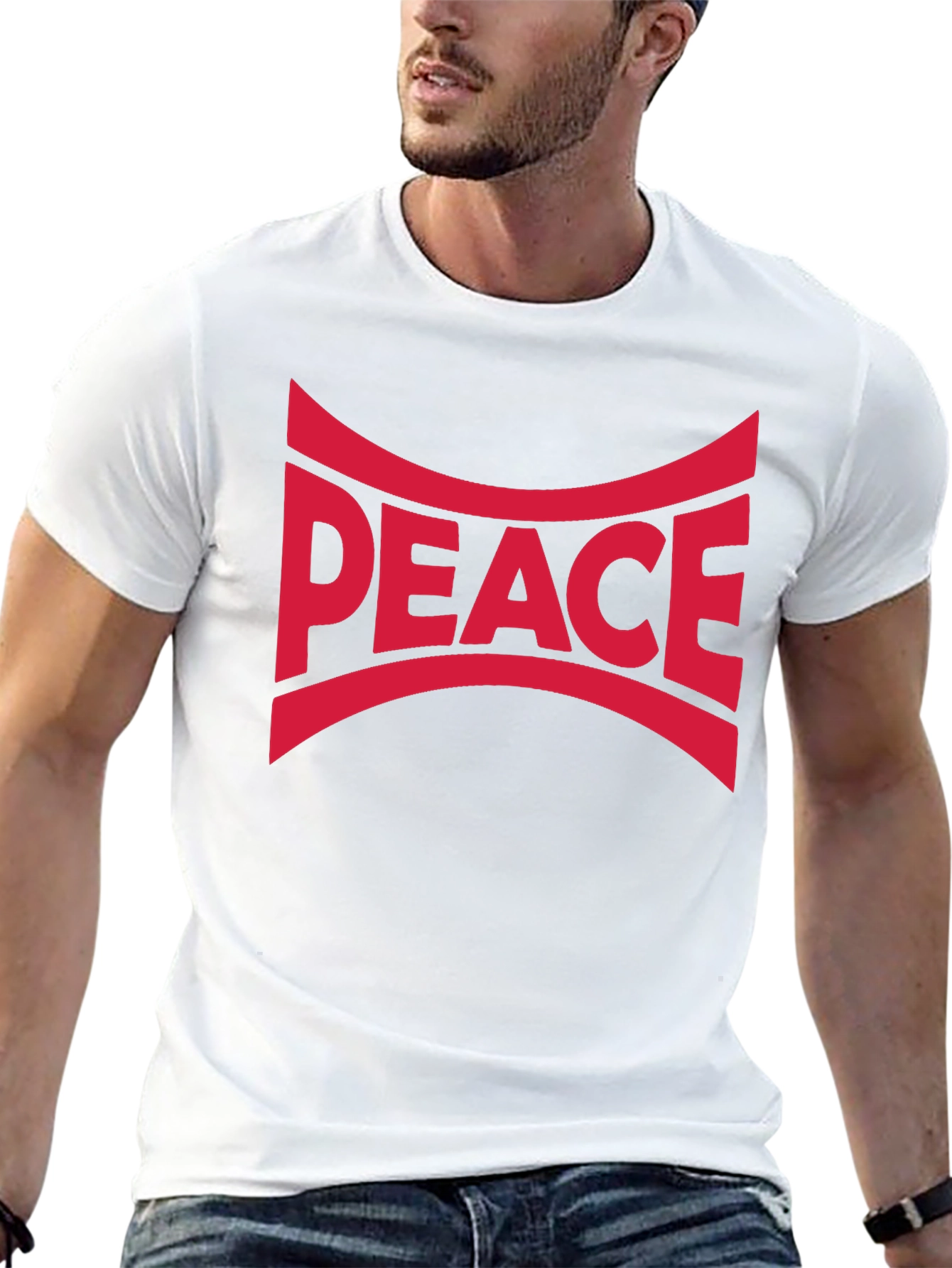 Peace Graphic T-Shirt - Black - Bold Red Design