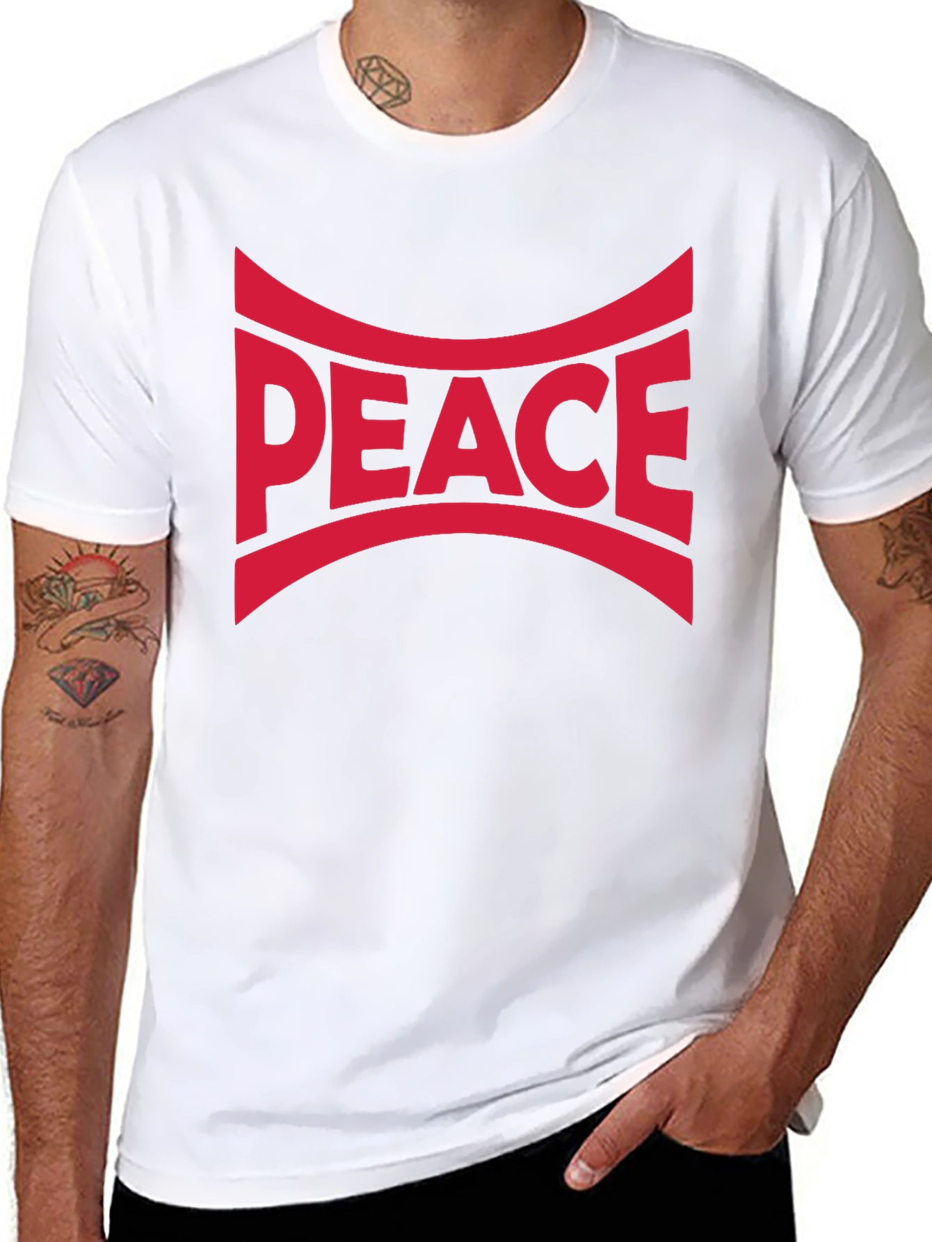 Peace Graphic T-Shirt - Black - Bold Red Design