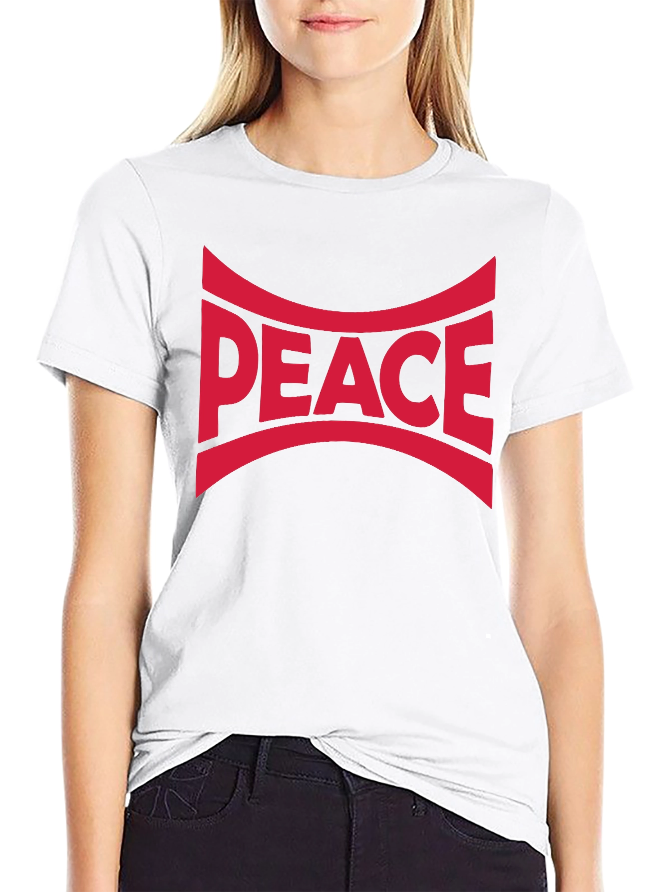 Peace Graphic T-Shirt - Black - Bold Red Design