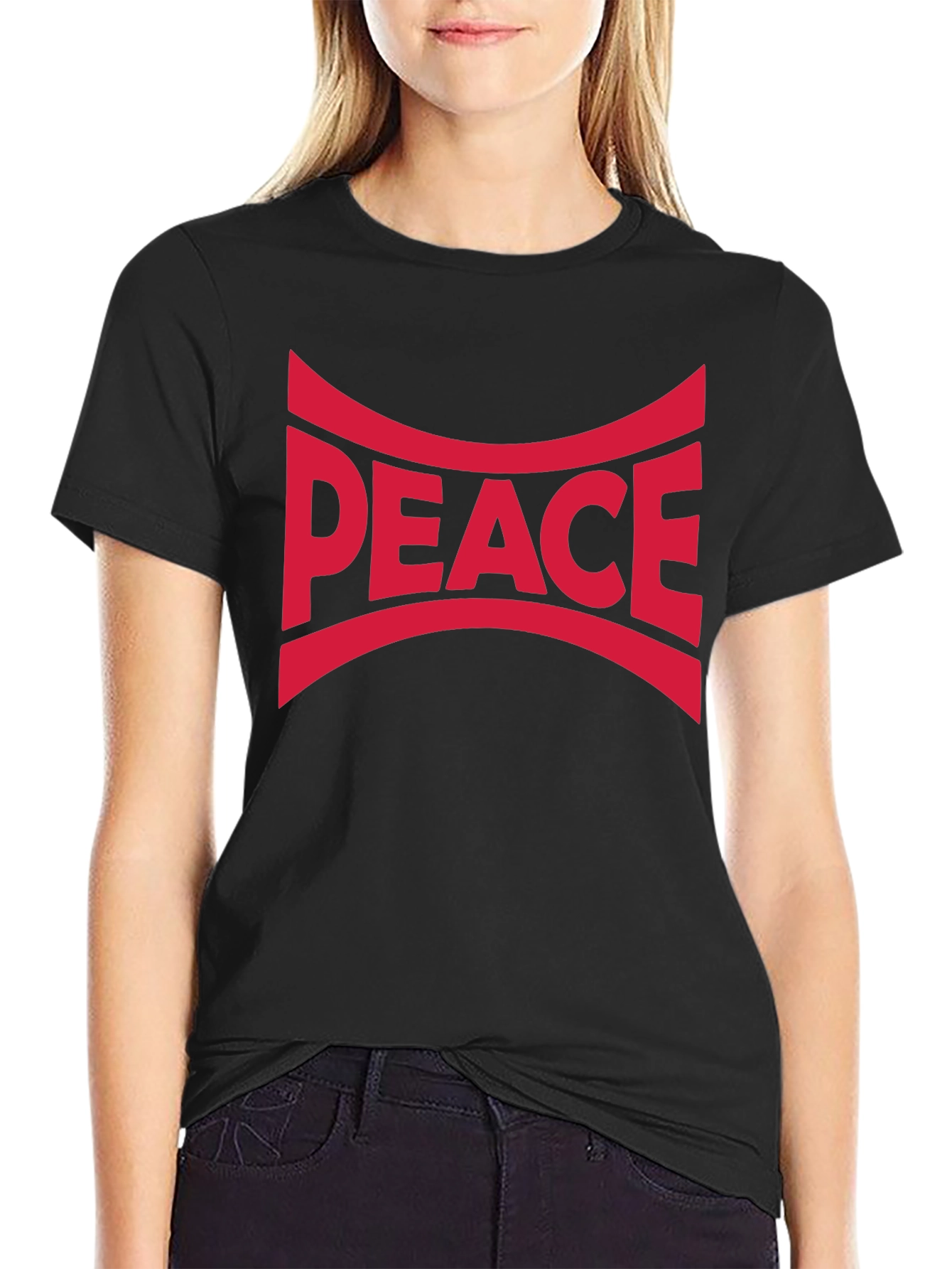 Peace Graphic T-Shirt - Black - Bold Red Design