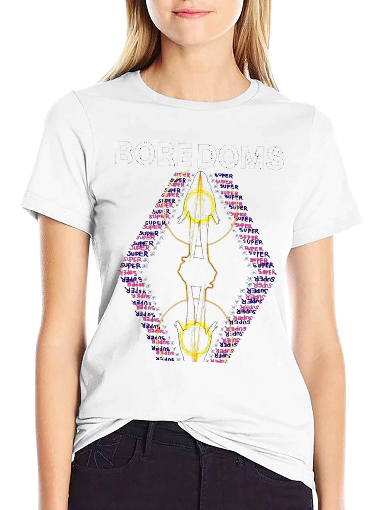 Boredoms Super T-Shirt Band Tee Black Cotton Blend