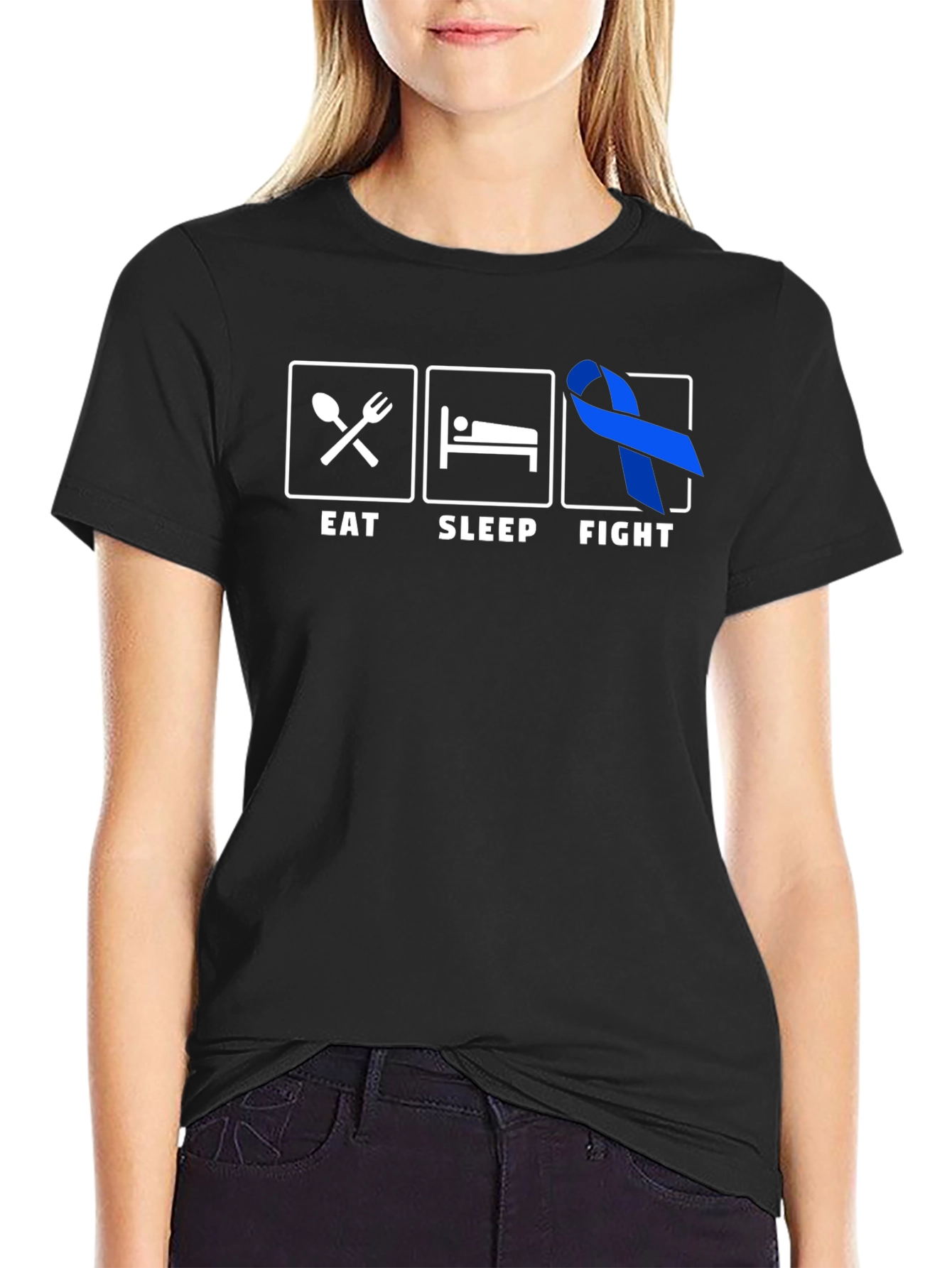 Eat Sleep Fight T-Shirt - Colon Cancer Awareness Tee