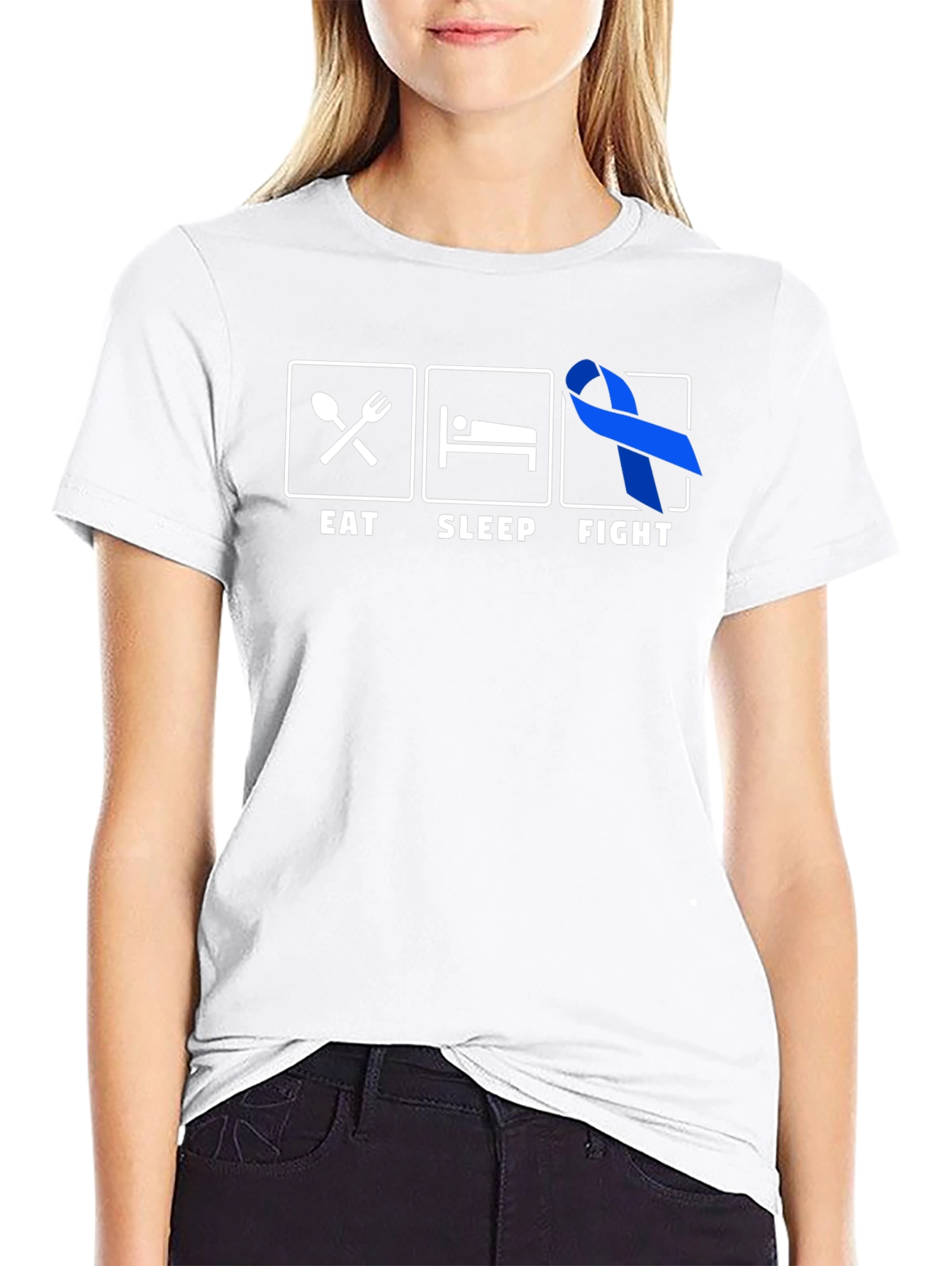 Eat Sleep Fight T-Shirt - Colon Cancer Awareness Tee