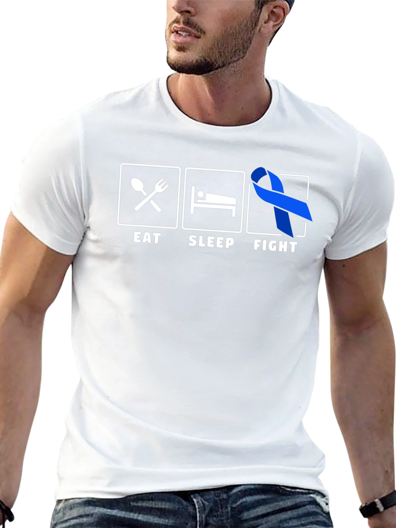 Eat Sleep Fight T-Shirt - Colon Cancer Awareness Tee