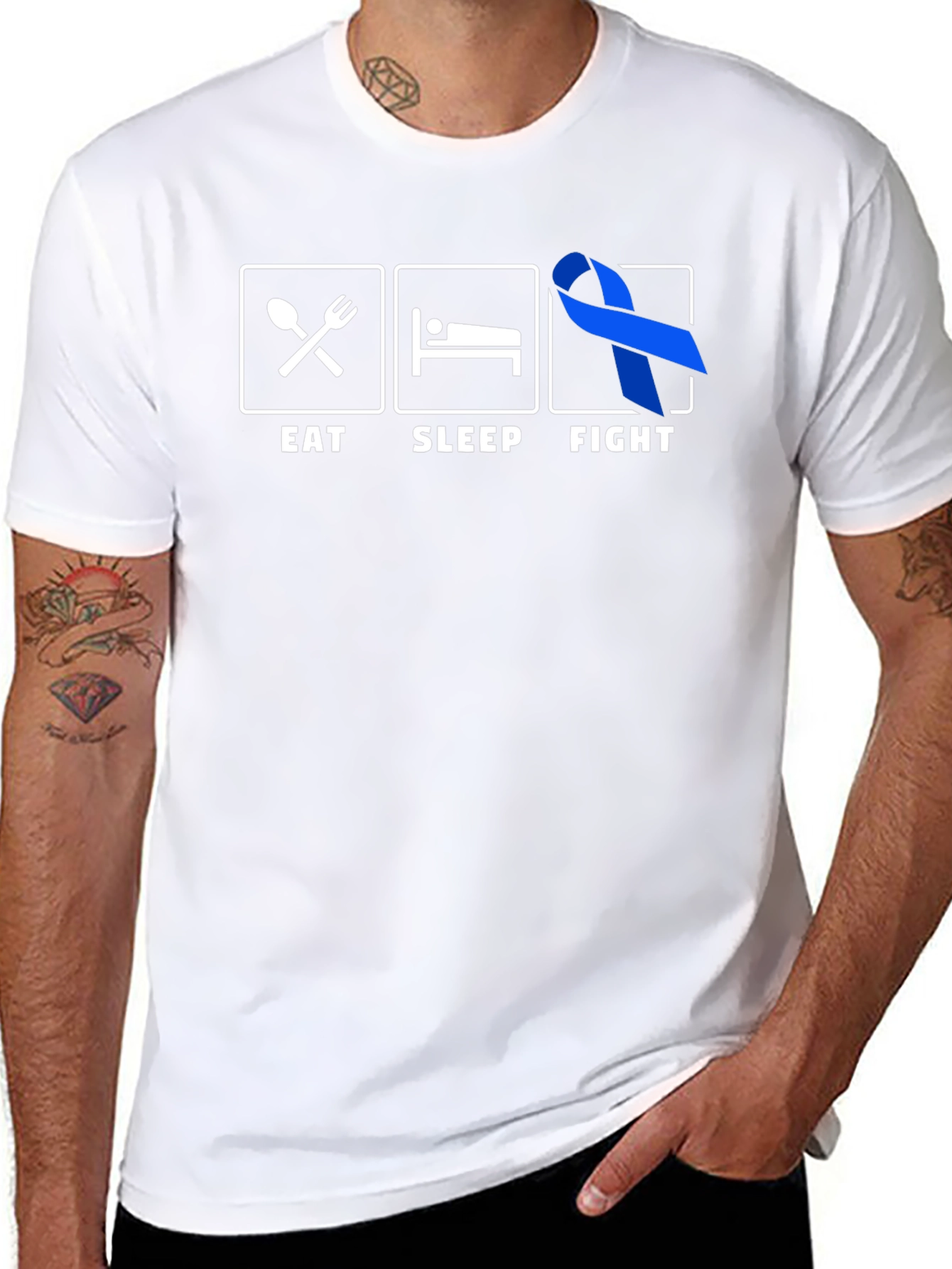 Eat Sleep Fight T-Shirt - Colon Cancer Awareness Tee