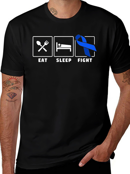 Eat Sleep Fight T-Shirt - Colon Cancer Awareness Tee