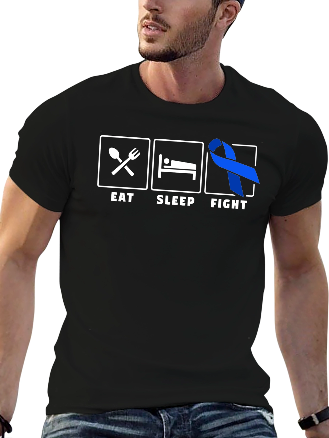 Eat Sleep Fight T-Shirt - Colon Cancer Awareness Tee