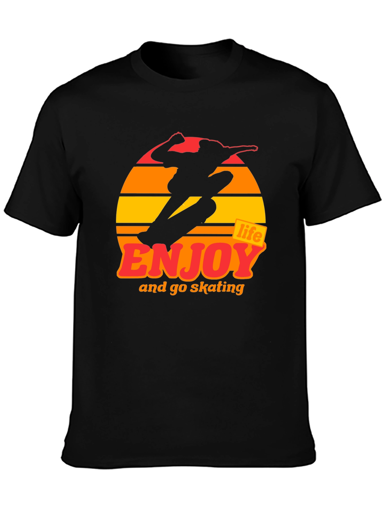 Enjoy Life Skateboarding T-Shirt - Retro Sunset Design