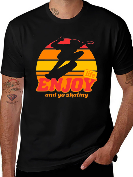 Enjoy Life Skateboarding T-Shirt - Retro Sunset Design