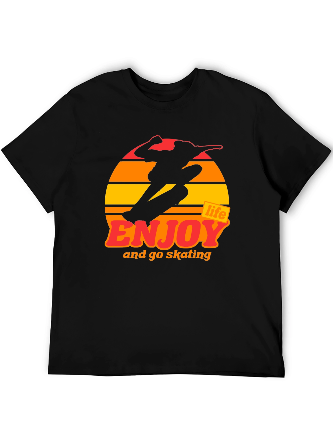 Enjoy Life Skateboarding T-Shirt - Retro Sunset Design