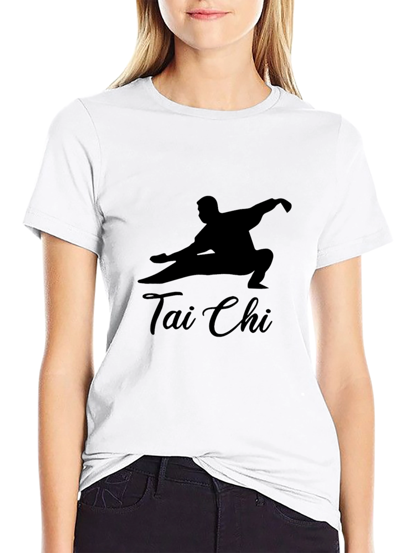Tai Chi Silhouette Graphic Black T-Shirt