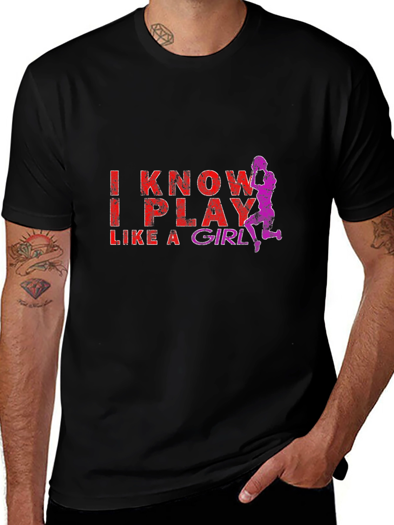 I Know I Play Like A Girl Black T-Shirt