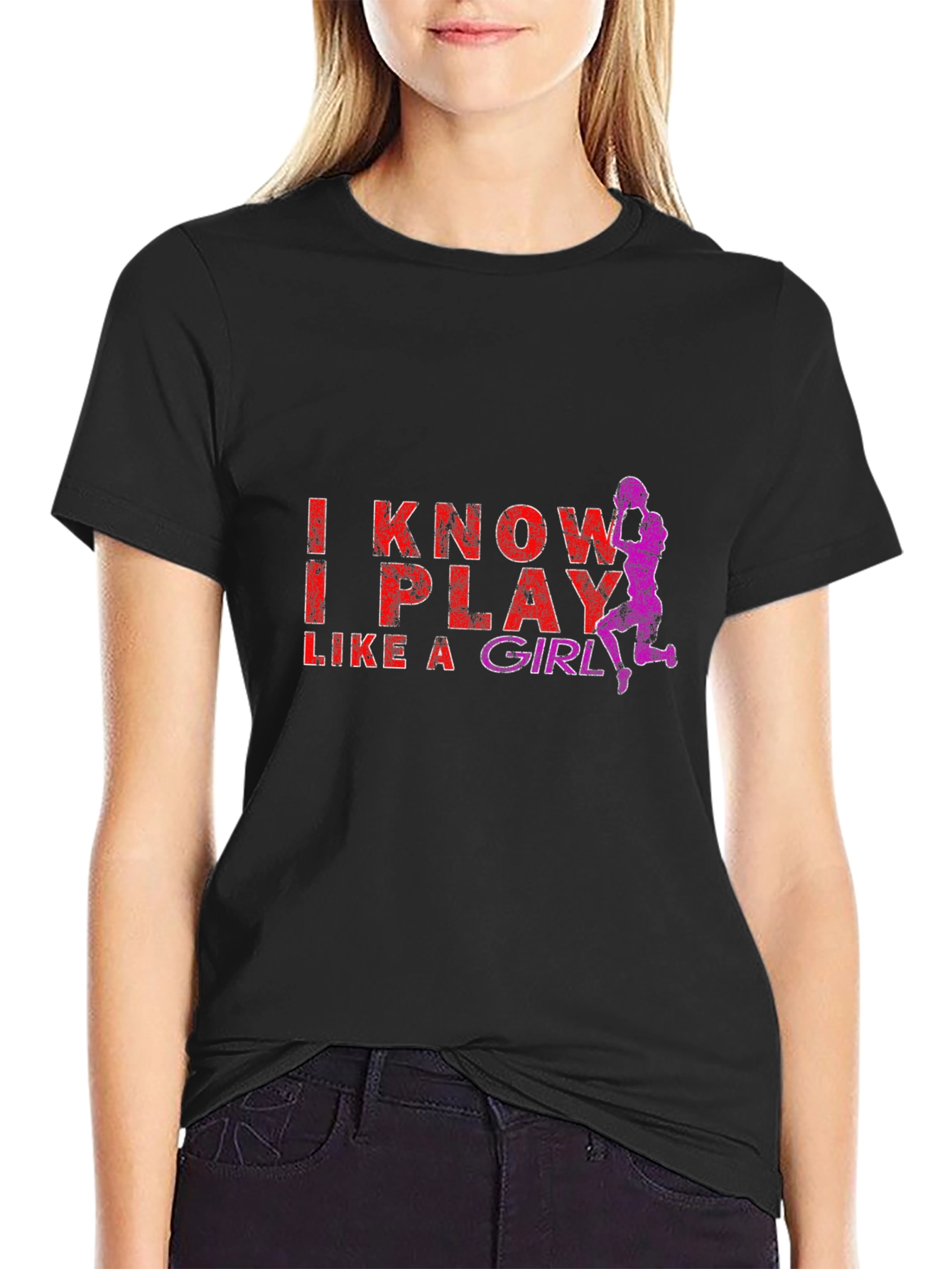 I Know I Play Like A Girl Black T-Shirt